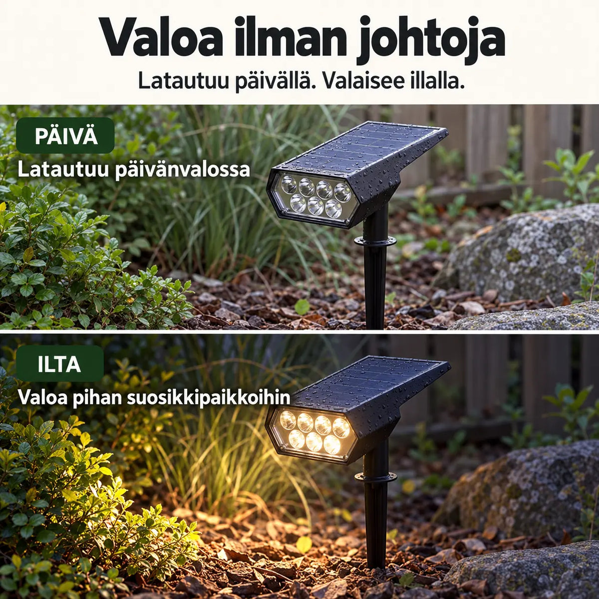 NOVA – Aurinkokäyttöinen puutarhavalaisin