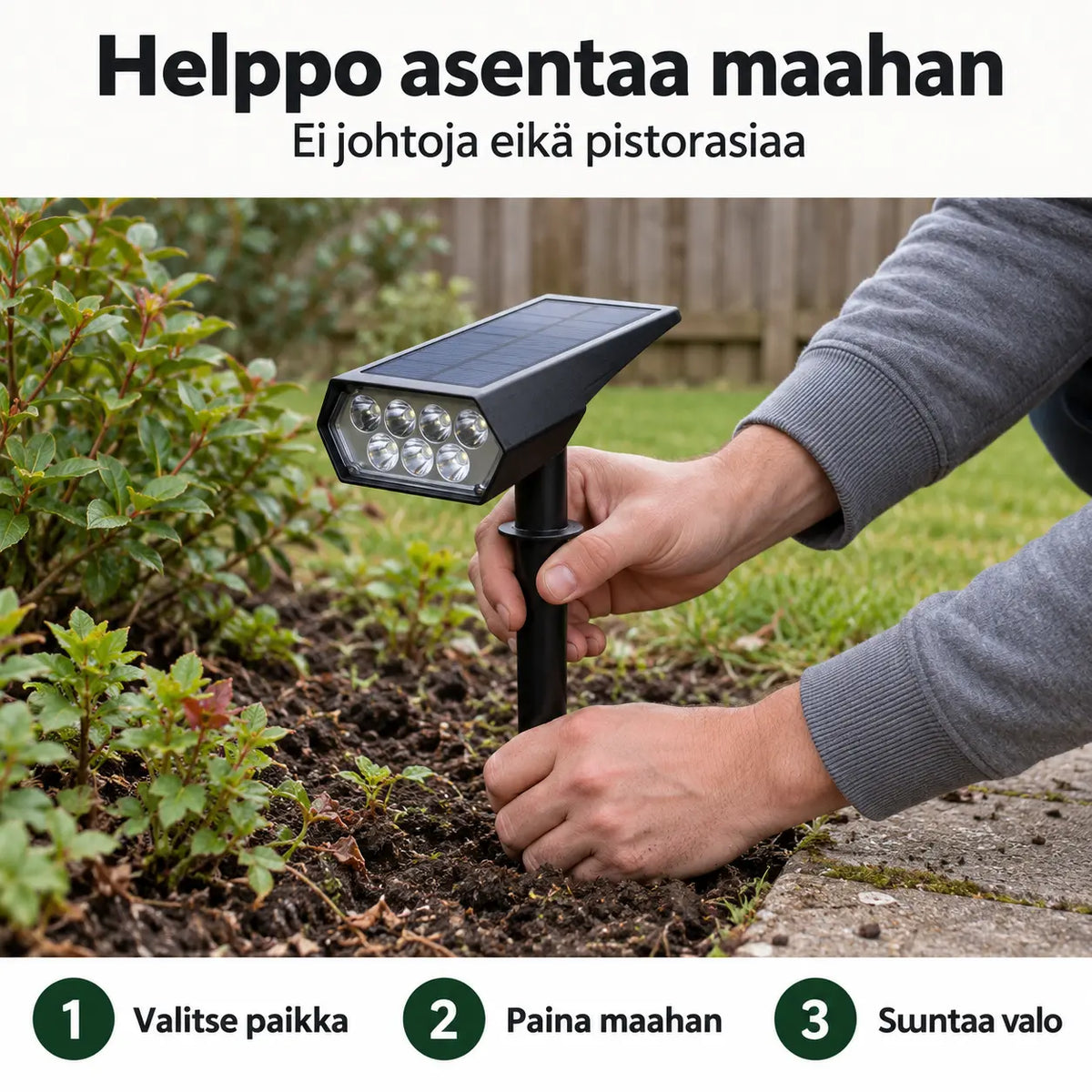 NOVA – Aurinkokäyttöinen puutarhavalaisin